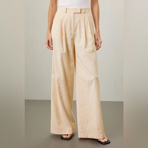 Hugo Boss Womens Tacama1 Trousers Wide-Leg Pleated Classic Tailored Cream Dots 8